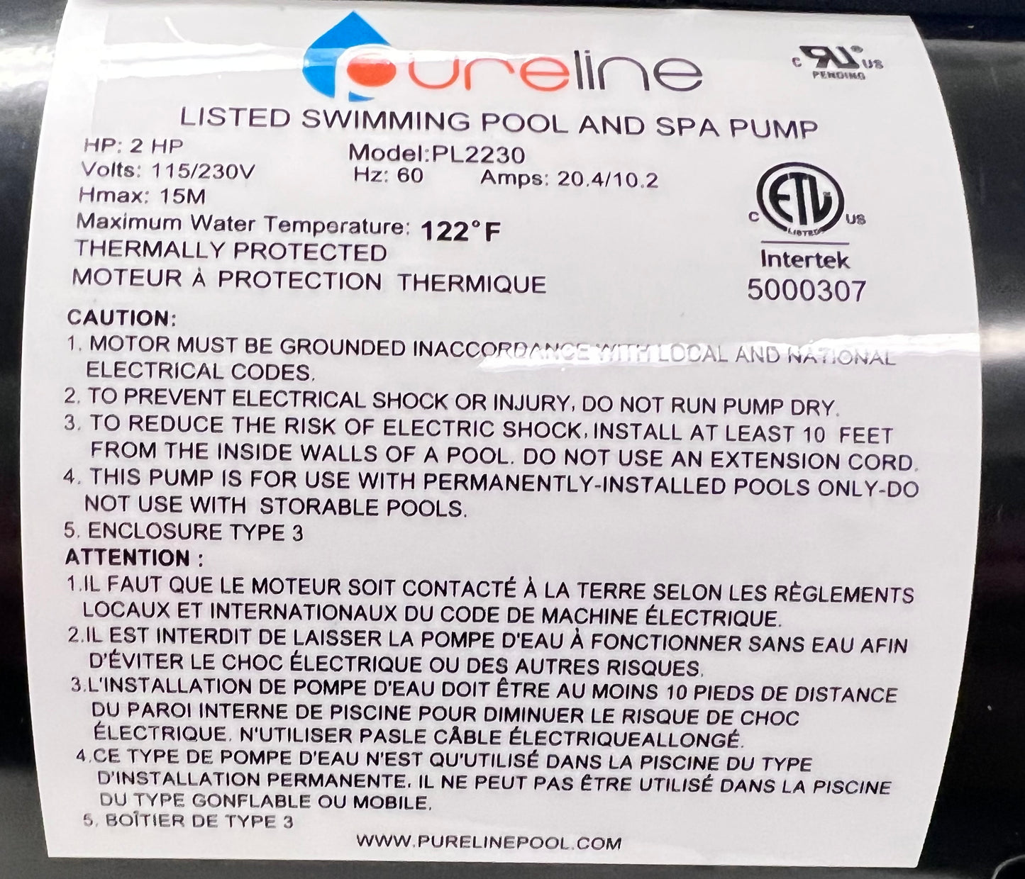 INYOPOOLS PL2230 2HP 115/230V 56J Frame Round Flange Pool Pump Motor 3450 RPM