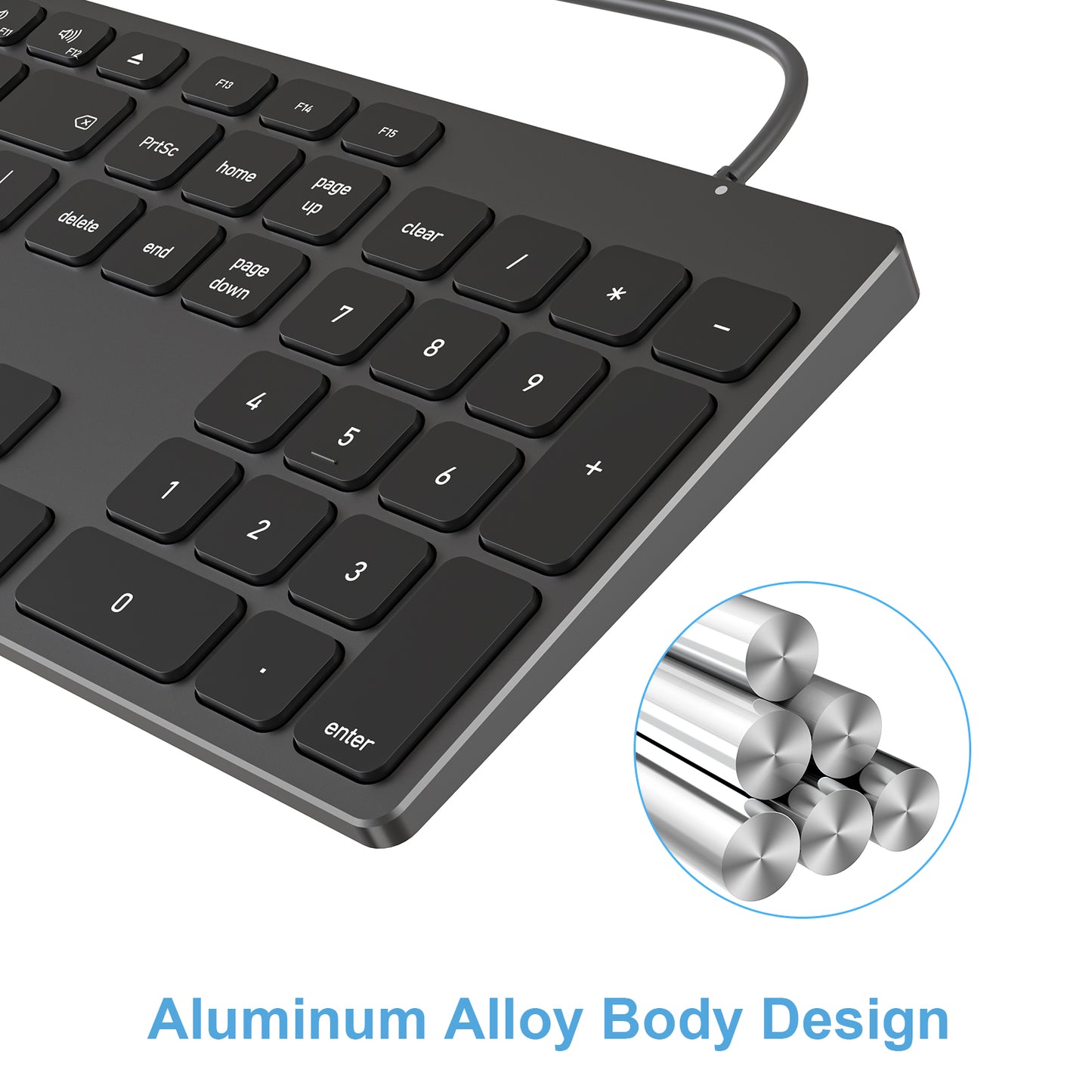 Aluminum USB Wired Keyboard with Numeric Keypad for Apple Mac iMac Macbook