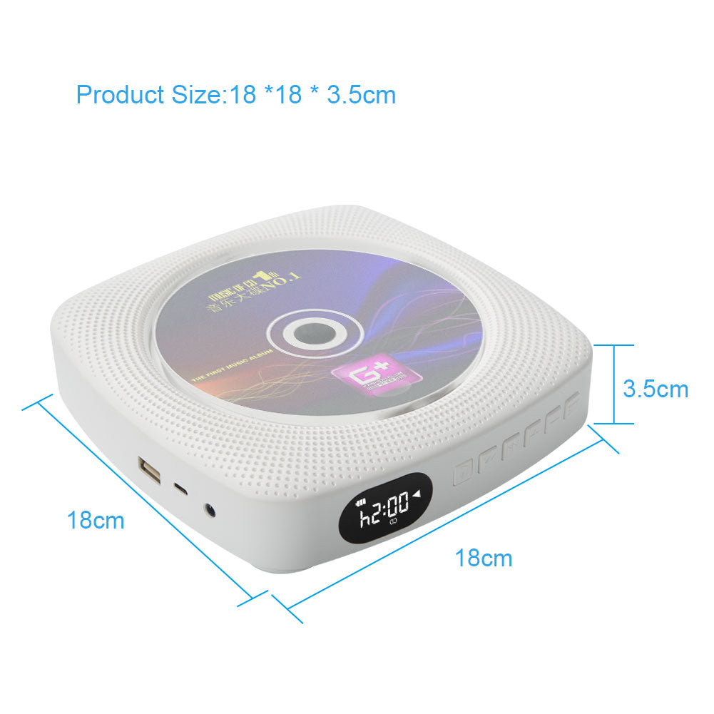 CD Player Bluetooth Speaker USB Player AUX Boombox Wall Mountable and Desk Stand