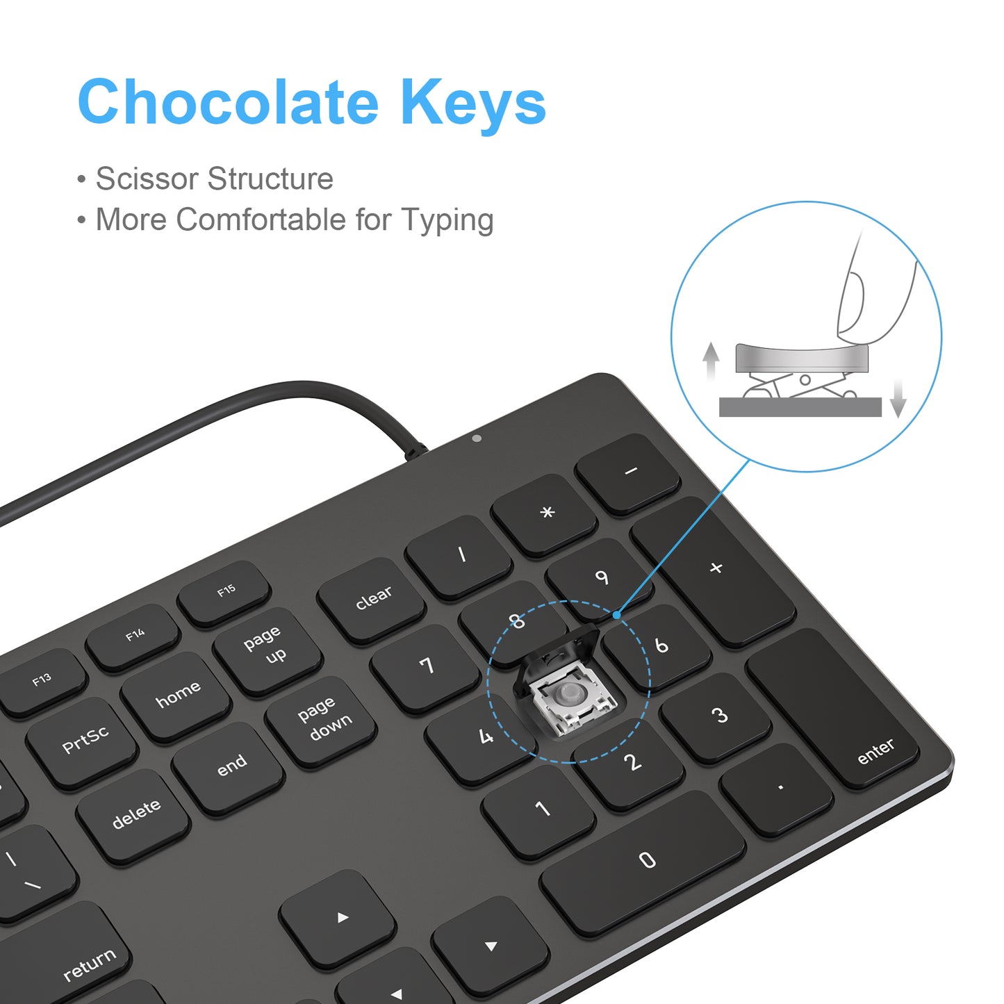 Aluminum USB Wired Keyboard with Numeric Keypad for Apple Mac iMac Macbook