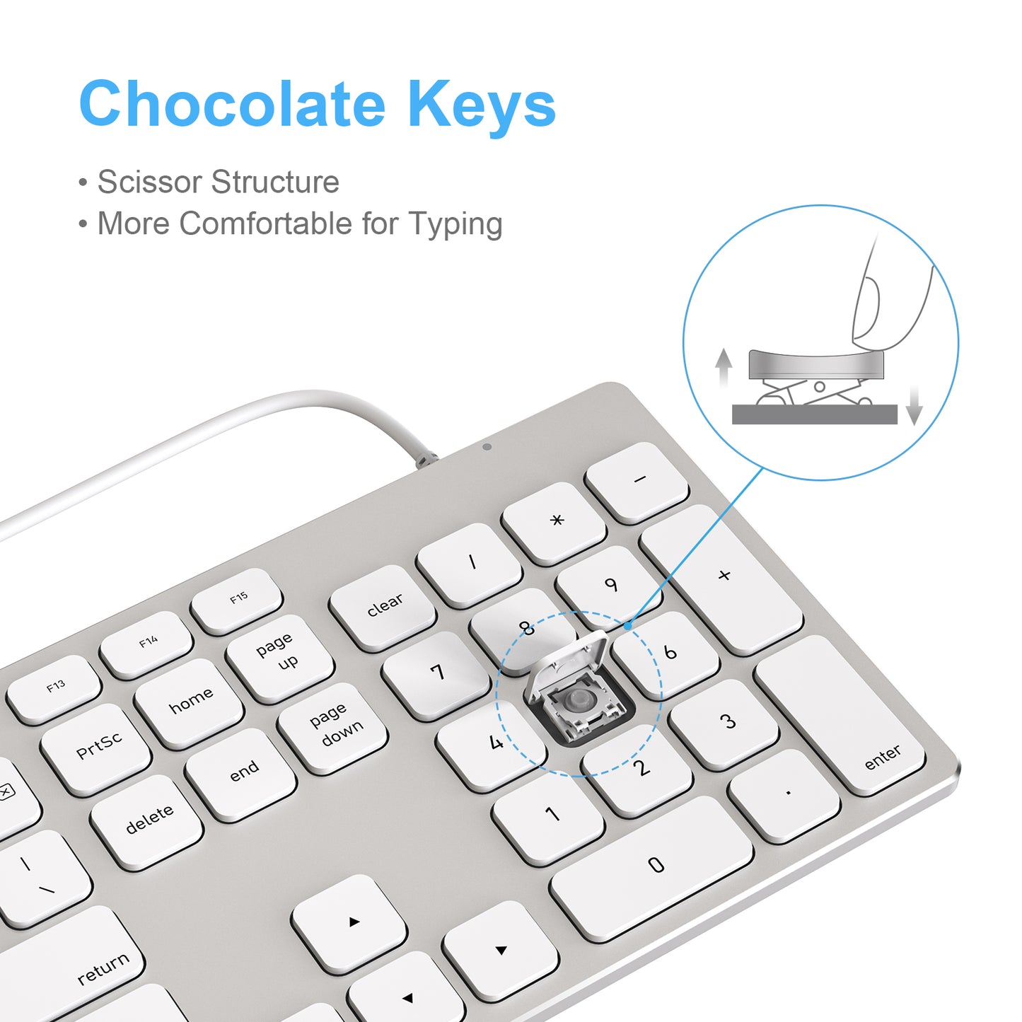 Aluminum USB Wired Keyboard with Numeric Keypad for Apple Mac iMac Macbook