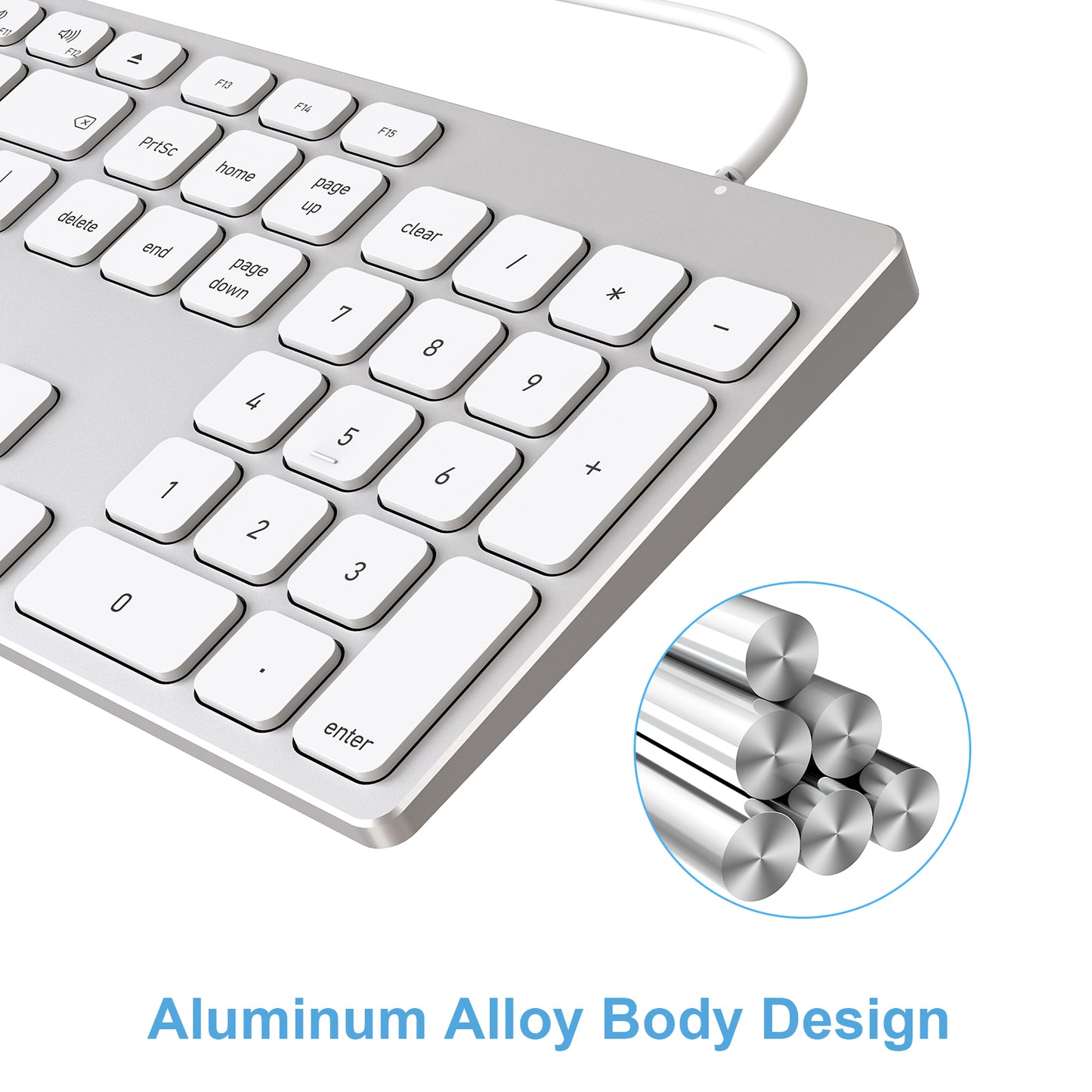 Aluminum USB Wired Keyboard with Numeric Keypad for Apple Mac iMac Macbook