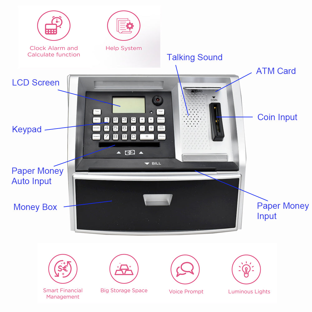 Talking ATM Savings Bank, Digital Piggy Bank, ATM Money Coins Machine ...