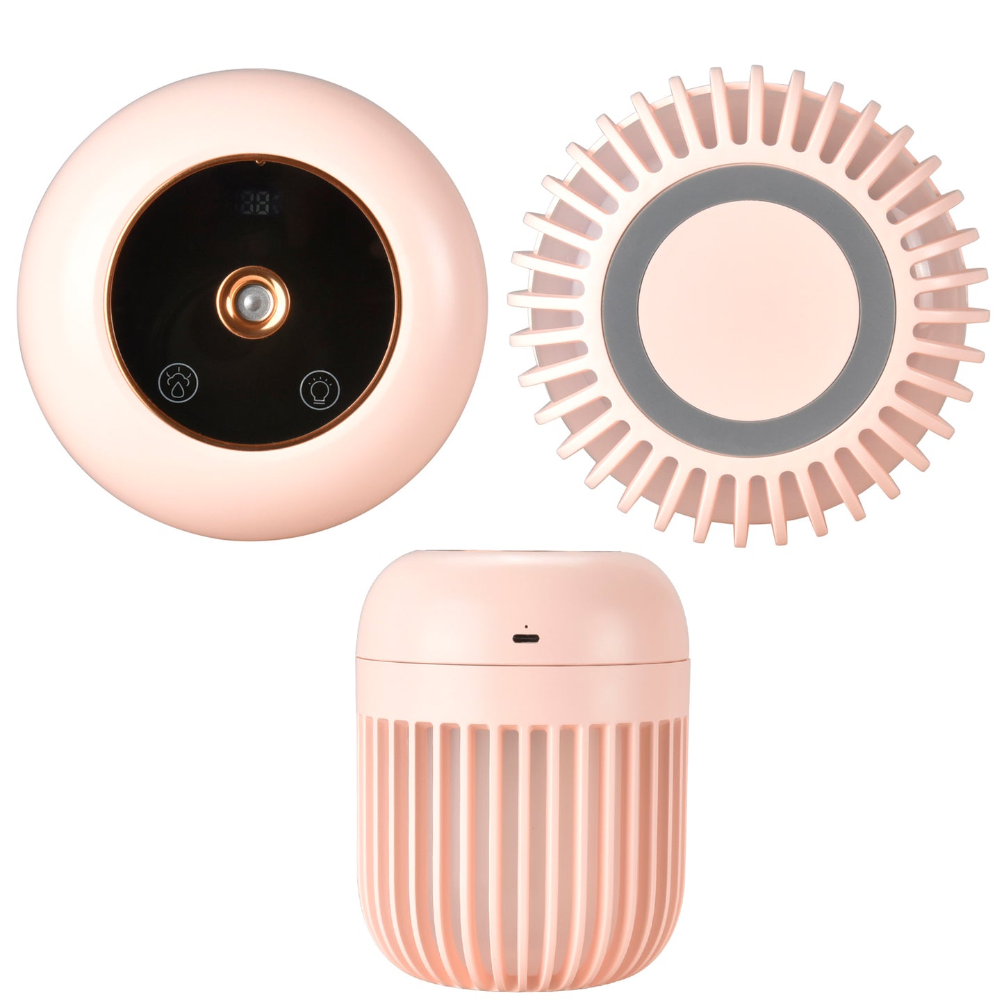 Portable Mini Humidifier, 600ml Small Cool Mist Humidifier, USB C Rechargeable Humidifier and Night Light for Baby Bedroom Travel Office Home Car, Super Quiet