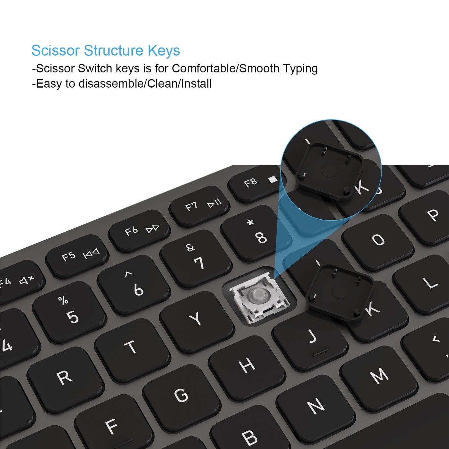 Aluminum USB Wired Keyboard with Numeric Keypad for PC Windows 10/8/7/Vista/XP